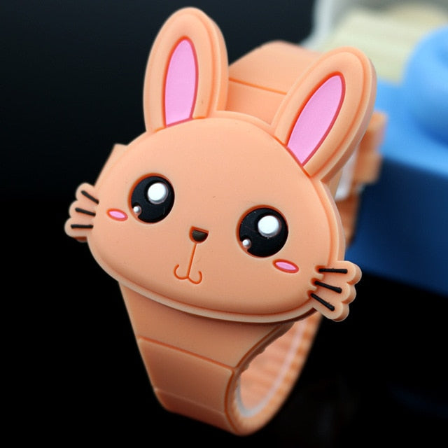 Cute Rabbit Cartoon LED Children Watch Flip Cover Rubber for Girls Boy  Student Girl Electronic Watches Kids Silicone Strap Clock | Wish